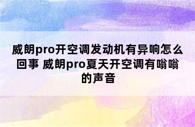 威朗pro开空调发动机有异响怎么回事 威朗pro夏天开空调有嗡嗡的声音